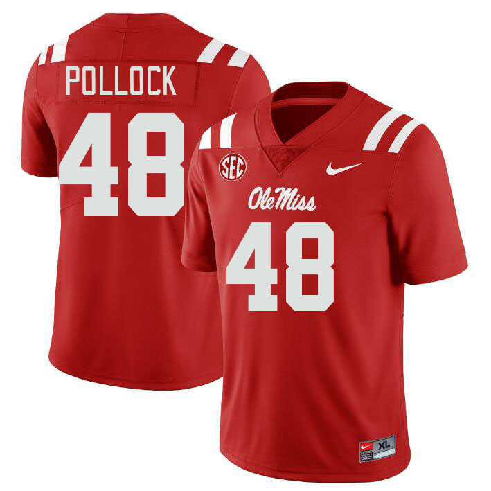 Men #48 Charlie Pollock Ole Miss Rebels College Football Jerseys Stitched Sale-Red